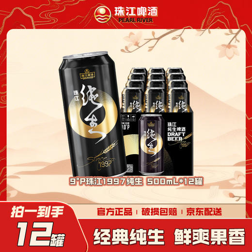 「汪苏泷代言」珠江啤酒 9度珠江97纯生啤酒 500ml*12罐 整箱装 商品图0