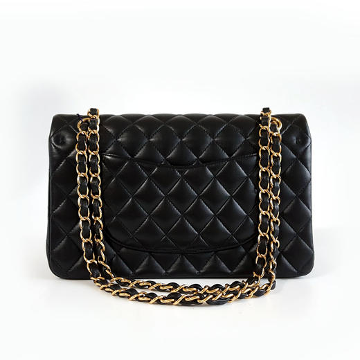 【95新】CHANEL香奈儿CF系列A01112 Y01295 94305中号黑金羊皮CF链条包单肩斜挎包女士030426AK11 商品图4