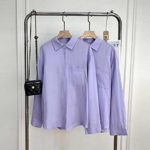 爆款3-7天发货！isabelle marran天丝亚麻香芋烟熏紫色衬衫JS3693366 商品图5