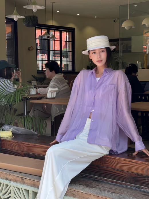 爆款3-7天发货！isabelle marran天丝亚麻香芋烟熏紫色衬衫JS3693366 商品图0