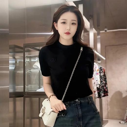 重磅渠道    大G黑色徽标系列    刺绣羊毛开衫/圆领绵羊毛短袖套衫   意大利进口羊毛针织衫 商品图2