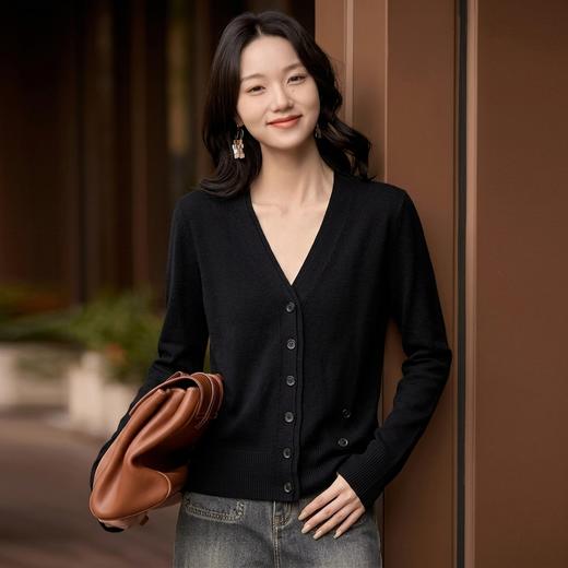 多穿扭扭衫~6A级白厂丝羊毛双层V领外套女慵懒开衫SYM260593 商品图1