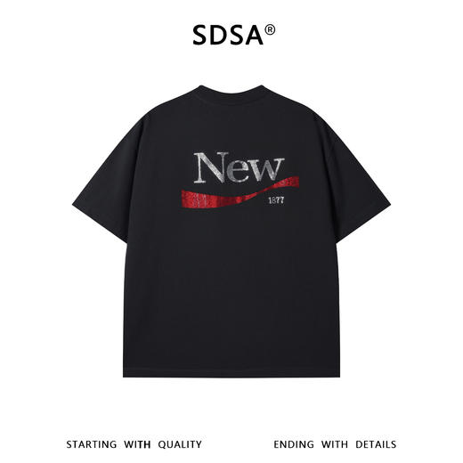 SDSA男装2026新款高贵轻奢美式潮牌烫钻字母圆领短袖T恤百搭时尚 商品图1