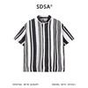 SDSA男装2026新款高贵轻奢简约撞色竖纹立领短袖衬衫百搭时尚上衣 商品缩略图0