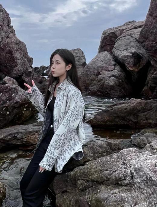 F040723春季新款满印涂鸦水洗牛仔衬衫男女同款休闲上衣外套 商品图13