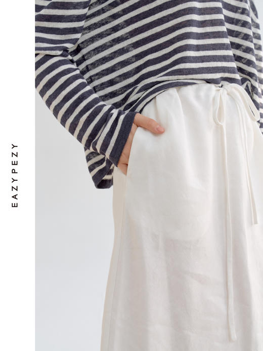 亚麻抽绳散穗半裙 商品图3