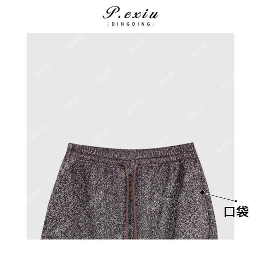 04-2潘依绣丁丁宠粉 羊毛复古时髦花纱磨绒保暖束脚松紧腰抽休闲裤Q85424 商品图2