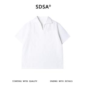SDSA男装2026新款高贵轻奢简约刺绣字母小V翻领短袖T恤百搭上衣