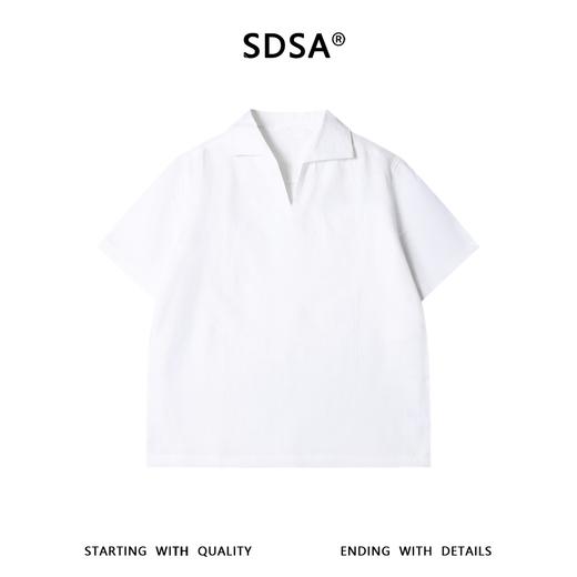 SDSA男装2026新款高贵轻奢简约刺绣字母小V翻领短袖T恤百搭上衣 商品图0