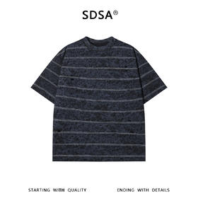 SDSA男装2026新款高贵轻奢高级感扎染撞色条纹圆领短袖T恤百搭潮