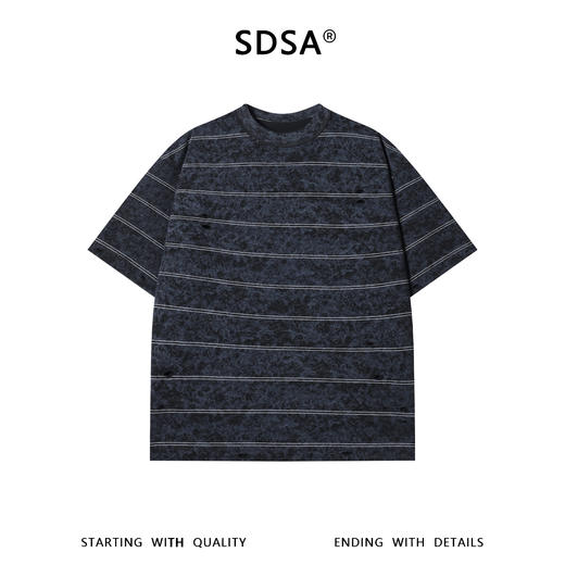 SDSA男装2026新款高贵轻奢高级感扎染撞色条纹圆领短袖T恤百搭潮 商品图0