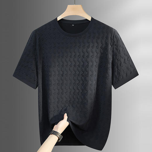 【DPF】大依优型大码男装夏季冰丝圆领短袖T恤提花透气潮流休闲百搭上衣 商品图2