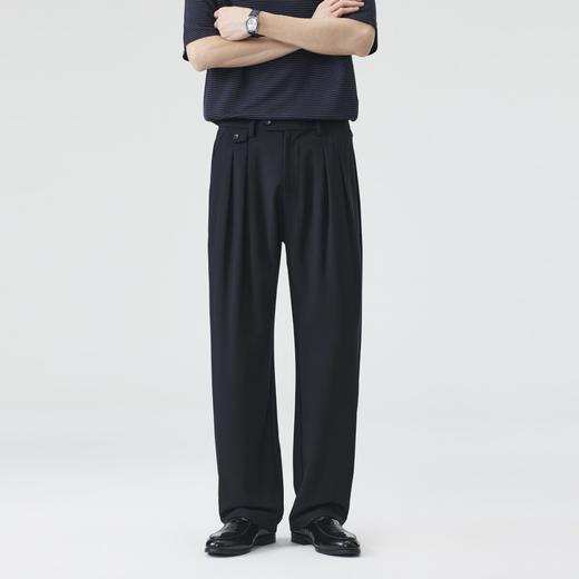 PINLI品立2026夏季新款男士褶皱层次感纯色百搭直筒休闲长裤潮牌 商品图4