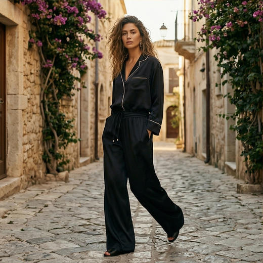 【休闲百搭】SANGLUO真丝睡裤家居长裤凉感挺阔垂感拖地香蕉裤可居家可外穿女03323601 商品图1