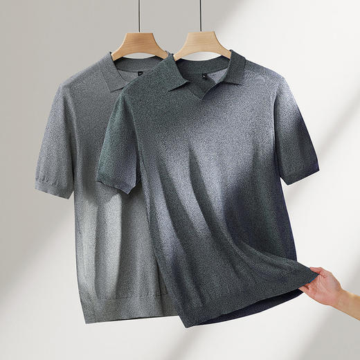 【DPF】大依优型大码男装夏季针织小V领短袖POLO衫商务休闲百搭上衣T恤 商品图1