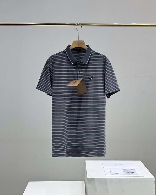 F040726夏季新款冰感纱线舒适透气情侣宽松色织条纹翻领POLO衫短袖T恤 商品图3