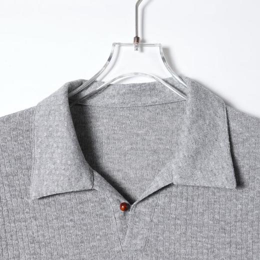 SDSA男装2026新款高贵轻奢纯色肌理竖纹针织翻领宽松休闲短袖上衣 商品图2