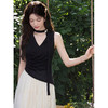 鹿向南「法式情书」气质V领黑色背心吊带女夏季新款显瘦无袖上衣 商品缩略图1