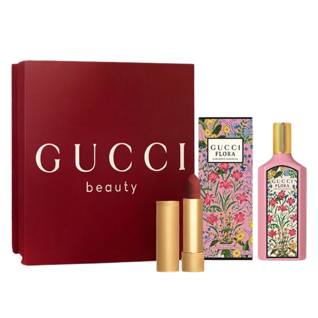 【礼盒礼袋】Gucci古驰绮梦栀子花浓香水 100ml 花调香+#505金管哑光口红3.5克+礼盒礼袋