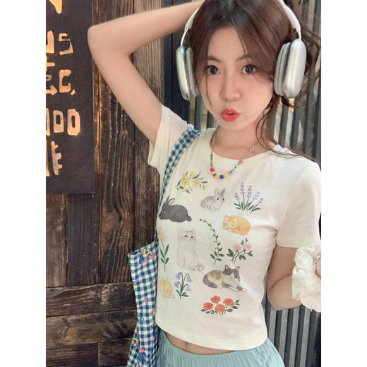 <曾小咸推荐>4.8现货秒杀 ！微信超特价！韩系趣味印花短袖（小版）日常119.99 立减60 秒杀59.99！！ 商品图3