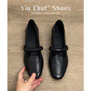 【头层牛皮】法式复古浅口圆头单鞋粗跟黑色工作鞋玛丽珍鞋777-66 商品缩略图1
