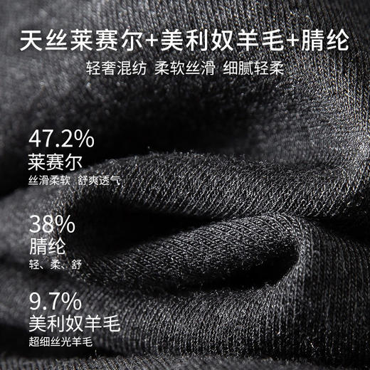 「自」全新升级【铂金会员119/天猫159/差价40】(14828)洛诗琳薄款天丝羊毛长袖T恤2026新款高级感百搭正肩打底上衣 商品图1