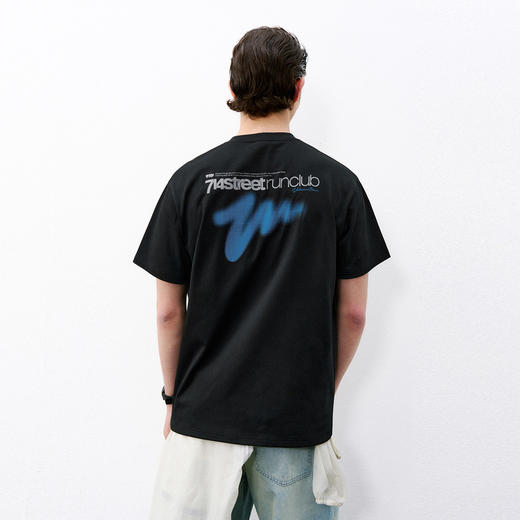 714street夏季凉感7A抗菌速干短袖潮牌宽松圆领反光印花情侣T恤男 商品图3
