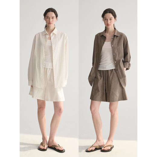 MC 两色亚麻棉松弛感慵懒通勤不费力廓形衬衫/短裤MAISON CECILE 商品图0