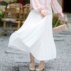 西子/栀子花开仿麻扇形复古百搭白色百褶松紧伞裙半裙/BQTJ1121 商品缩略图0