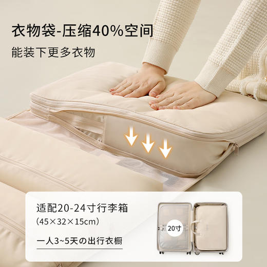 【便捷携带！耐磨防水】新款六合一压缩收纳袋旅行便携衣物内衣裤整理包折叠可悬挂行李箱。xb 商品图2