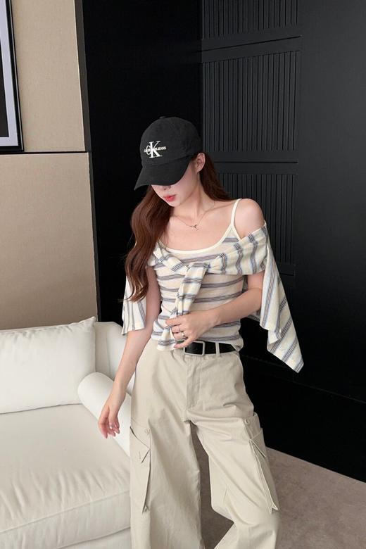 行走的美白滤镜夏日航海松弛条纹两件套 商品图4