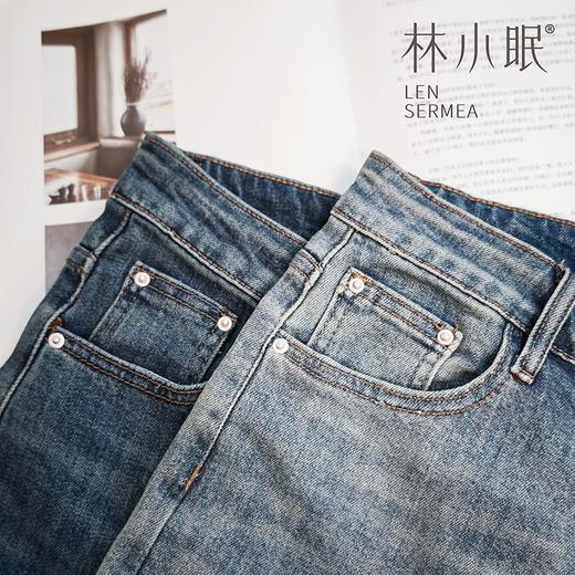 林小眠宽松直筒牛仔裤，宽松舒适，柔软有弹力，休闲通勤百搭 商品图7