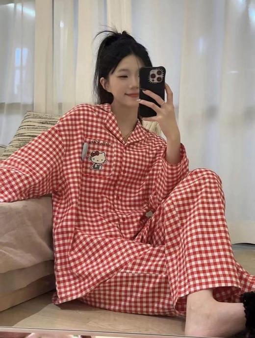 纯元！Z品单 ！好显白的kitty红格纹睡衣套装！ 商品图8