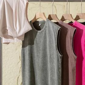 【xlhw-T8919】情侣高街水洗做旧无袖背心！！