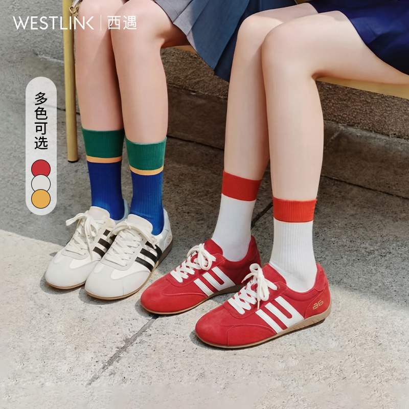 西遇复古德训鞋女2026新款春季运动休闲阿甘鞋舒适不累脚软底板鞋V0566349