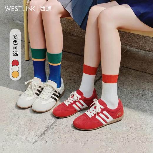 西遇复古德训鞋女2026新款春季运动休闲阿甘鞋舒适不累脚软底板鞋V0566349 商品图0