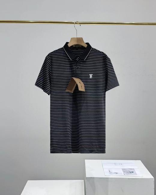 F040726夏季新款冰感纱线舒适透气情侣宽松色织条纹翻领POLO衫短袖T恤 商品图2