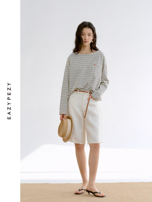 塞纳河·法式船型领条纹长袖T恤 商品图2