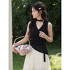 鹿向南「法式情书」气质V领黑色背心吊带女夏季新款显瘦无袖上衣 商品缩略图2