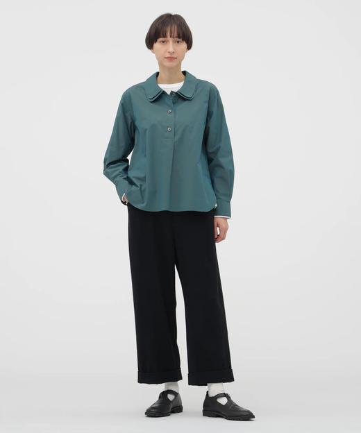 Margaret Howell 26SS 日版松石绿/石灰偏光双层圆领长袖衬衫 商品图1