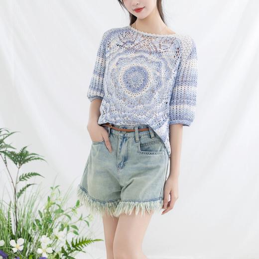 苏苏姐家飞玉短袖段染版手工diy编织钩针5号段染蕾丝毛线团材料包 商品图1