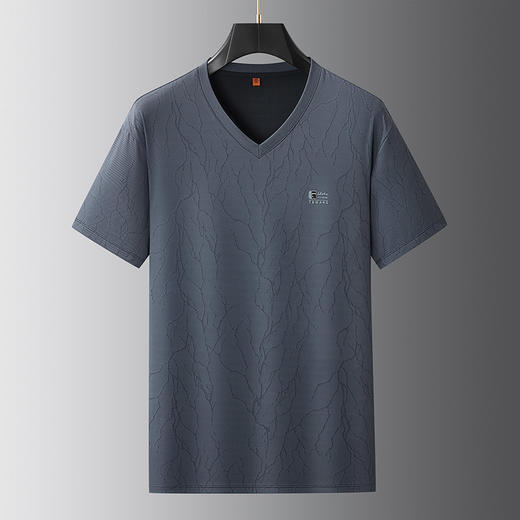 【DWP】大依优型大码男装夏季冰丝V领短袖T恤透气休闲商务百搭上衣男士 商品图2