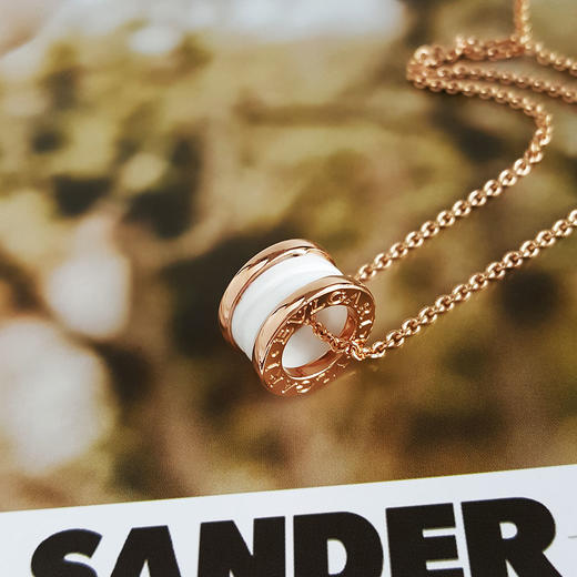 【95新】BVLGARI宝格丽B.zero1系列346082玫瑰金白陶瓷弹簧项链 链长约49cm女士300326NJS29 商品图3