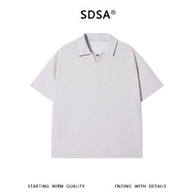 SDSA男装2026新款轻奢潮牌倒三角装饰翻领短袖T恤百搭时尚上衣