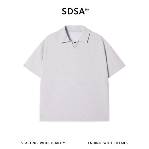SDSA男装2026新款轻奢潮牌倒三角装饰翻领短袖T恤百搭时尚上衣 商品图0
