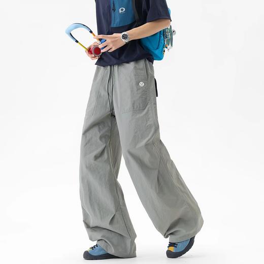 F040748夏季新款日常通勤松紧腰撞色抽绳褶皱工装裤 商品图2