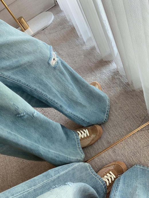 48-2 部分码两周发⚠️自留 春夏轻薄款 45R潇洒不羁 松弛帅气 柔软的破洞牛仔裤 客供面料 个性十足 商品图12