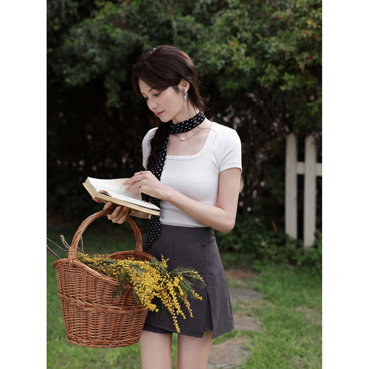 鹿向南「柏林少女」设计感开叉灰色半身裙夏新款洋气显瘦短款裙子 商品图4