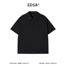 SDSA男装2026新款高贵轻奢简约纯色纽扣翻领短袖T恤商务百搭上衣