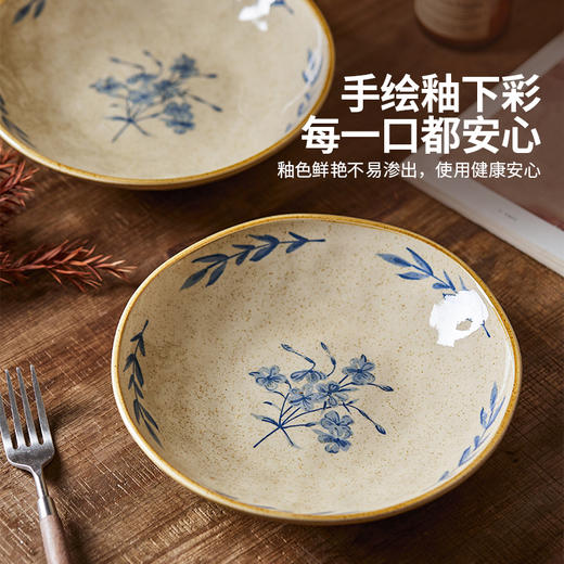 摩登主妇釉下彩复古餐具碗碟家用2026新款米饭碗具高级感盘子深盘 商品图2